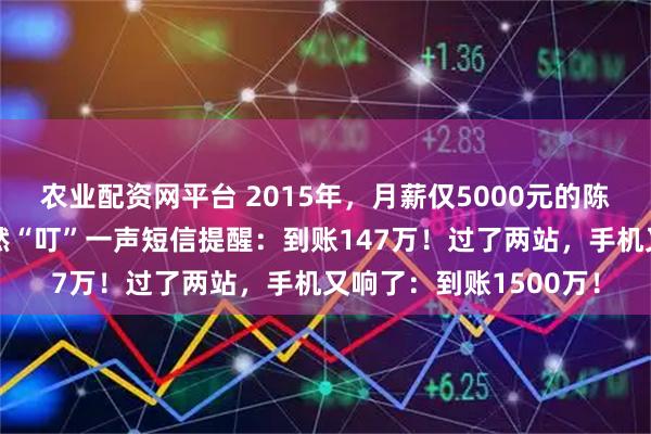 农业配资网平台 2015年，月薪仅5000元的陈磊，正在挤地铁，突然“叮”一声短信提醒：到账147万！过了两站，手机又响了：到账1500万！
